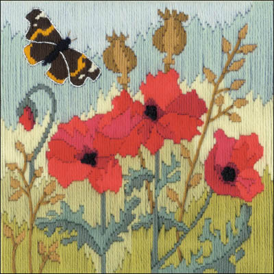 Red Poppies Long Stitch Flowers Kit