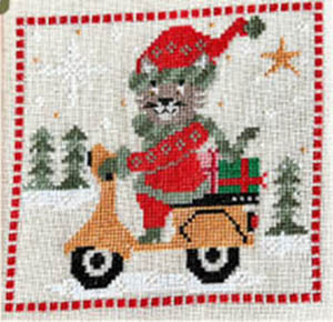 Santa's Cat in a Scooter