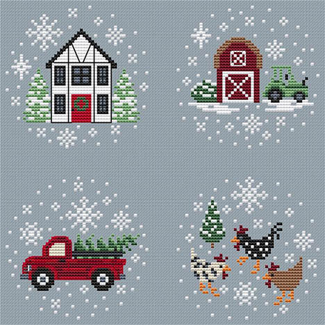 Snowy Farm Ornaments