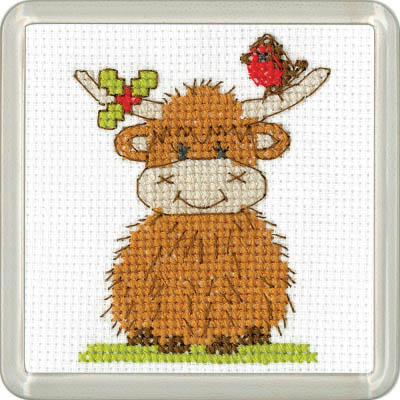 Highland Robin & Holly Coaster Kit