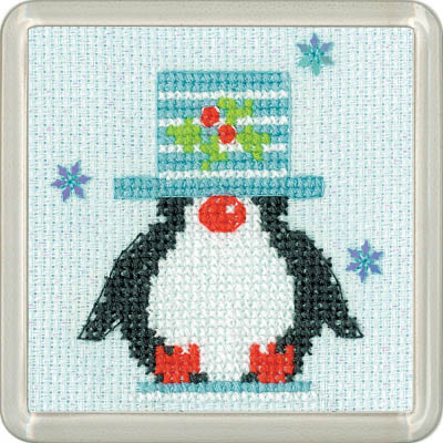 Frosted Penguin Top Hat Coaster Kit