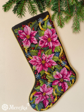 Pink Poinsettia Christmas Stocking Kit