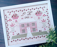 LK 1900: An antique reproduction Pink House Sampler