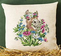 Donkey  In Flowers Cushion Kit