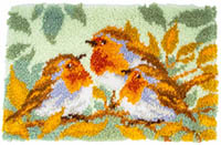 3 Robins Among Leaves Latch Hook Rug Kit