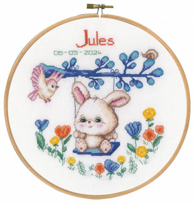 Rabbit on Swing Birth Announcement  Kit