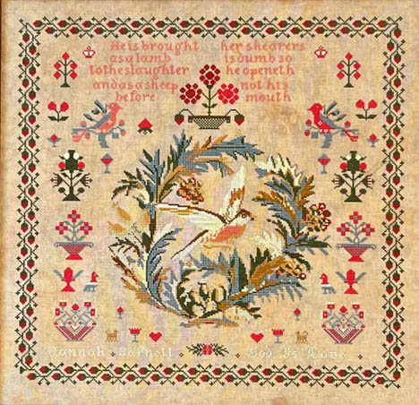 Hannah Barnett c.1850 - Pennsylvania Sampler