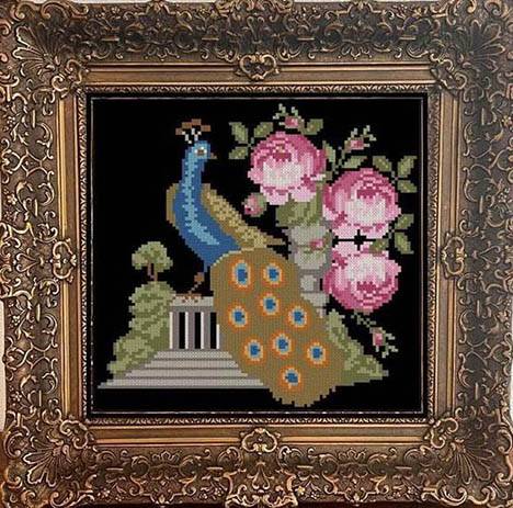 Peacock and Roses