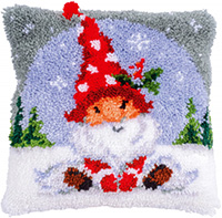 Christmas Gnome in the Snow Cushion Latch Hook Kit